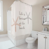 Beach Blue Peach Starfish Douchegordijn (In situ)