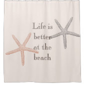 Beach Blue Peach Starfish Douchegordijn (Voorkant)