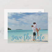 Beach Blue Save the Date Photo Aankondigingskaart (Voorkant / Achterkant)