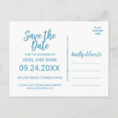 Beach Blue Save the Date Photo Aankondigingskaart (Achterkant)