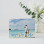 Beach Blue Save the Date Photo Aankondigingskaart (Staand voorkant)