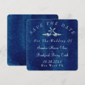 Beach Blue Seashell Navy Blue Waterverf Wedding Save The Date (Voorkant / Achterkant)
