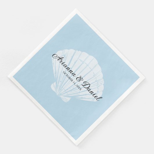 Beach Blue Seashell Wedding Napkins Servet (Hoek)