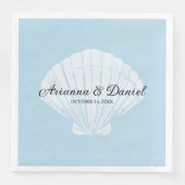 Beach Blue Seashell Wedding Napkins Servet (Voorkant)