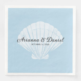 Beach Blue Seashell Wedding Napkins Servet