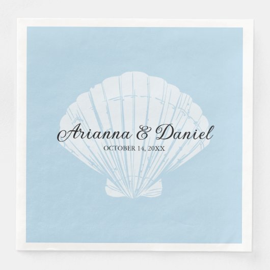 Beach Blue Seashell Wedding Napkins Servet (Voorkant)
