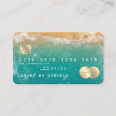 Beach Blue Sky Waterverf Credit Kaart Stijl Visitekaartje (Voorkant)