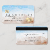 Beach Blue Sky Waterverf Credit Kaart Stijl Visitekaartje (Voorkant / Achterkant)
