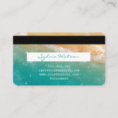 Beach Blue Sky Waterverf Credit Kaart Stijl Visitekaartje (Achterkant)