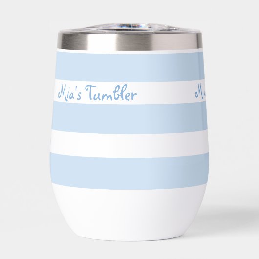 Beach Blue Strp PERSONALIZED Insulated Tumbler Cup (Voorkant)