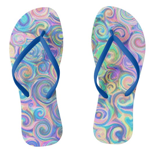 Beach Blue Swirl-ontwerp Teenslippers (Voetbed)