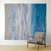 Beach Blue Tropical Ocean Photo Booth Weddenschap Wandkleed (In Situ (horizontaal))
