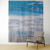 Beach Blue Tropical Ocean Photo Booth Weddenschap Wandkleed (In situ)