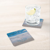 Beach Blue Tropical Ocean Waves Coastal Wedding Kartonnen Onderzetters (Insitu)
