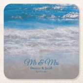 Beach Blue Tropical Ocean Waves Coastal Wedding Kartonnen Onderzetters (Voorkant)