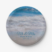 Beach Blue Tropical Ocean Waves Coastal Wedding Papieren Bordje (Voorkant)