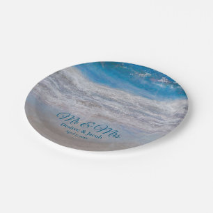 Beach Blue Tropical Ocean Waves Coastal Wedding Papieren Bordje
