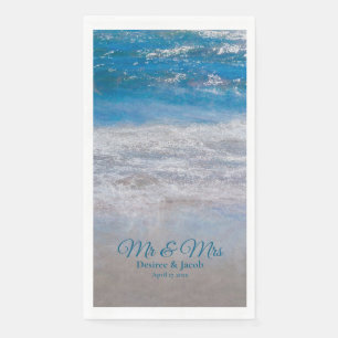 Beach Blue Tropical Ocean Waves Coastal Wedding Servet