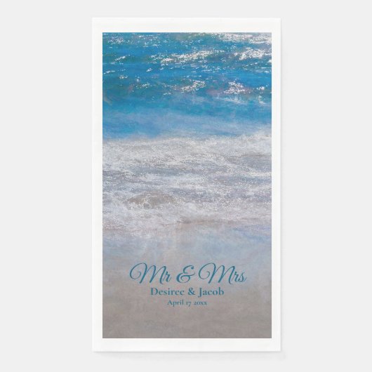 Beach Blue Tropical Ocean Waves Coastal Wedding Servet (Voorkant)