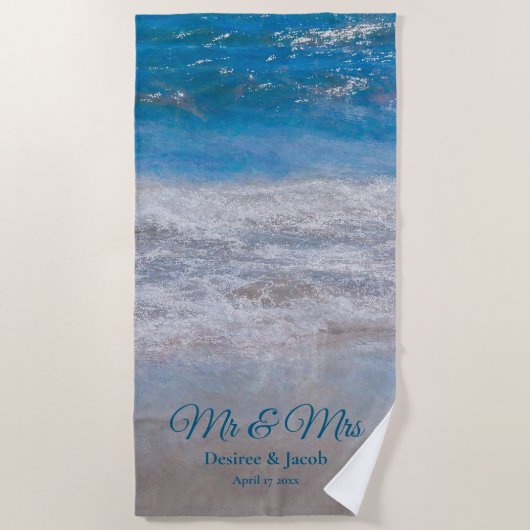Beach Blue Tropical Ocean Waves Coastal Wedding Strandlaken (Voorkant)