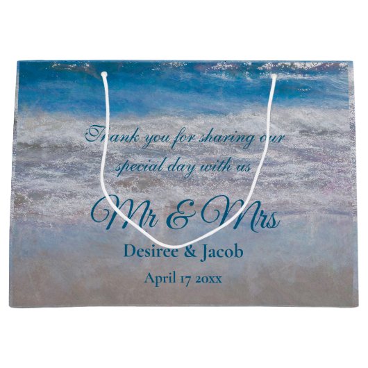 Beach Blue Tropical Wedding Coastal Ocean Waves Groot Cadeauzakje (Voorkant)