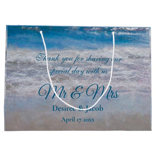 Beach Blue Tropical Wedding Coastal Ocean Waves Groot Cadeauzakje (Achterkant)