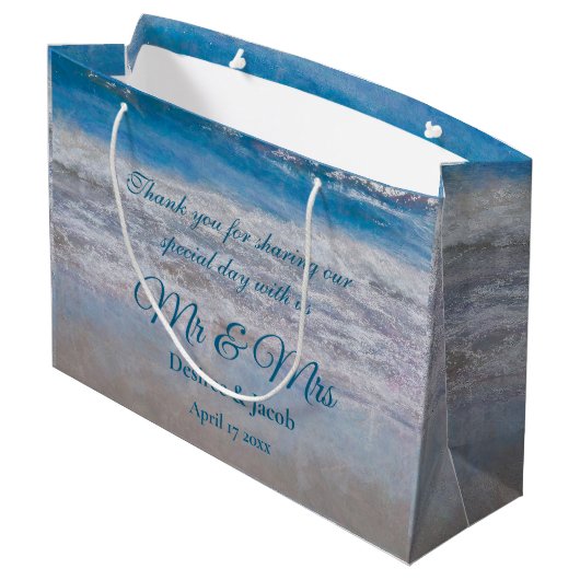 Beach Blue Tropical Wedding Coastal Ocean Waves Groot Cadeauzakje (Achterkant Gekanteld)