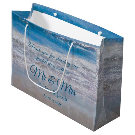 Beach Blue Tropical Wedding Coastal Ocean Waves Groot Cadeauzakje (Voorkant Gekanteld)