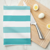Beach Blue Turquoise Stripes Theedoek (Quarter Fold)