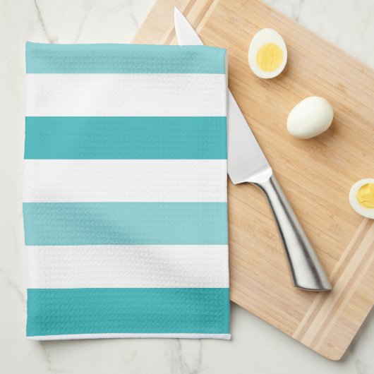 Beach Blue Turquoise Stripes Theedoek (Quarter Fold)