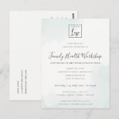 BEACH BLUE WATERVERF BRUSH STROKE WORKSHOP EVAL BRIEFKAART (Voorkant / Achterkant)