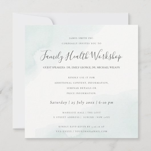 BEACH BLUE WATERVERF BRUSH STROKE WORKSHOP EVAL KAART (Voorkant)