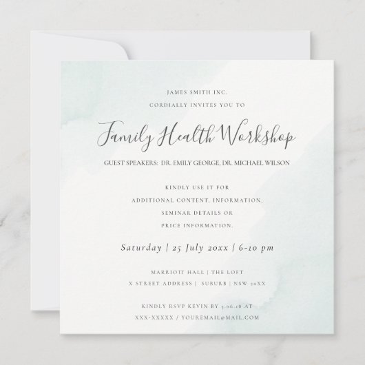 BEACH BLUE WATERVERF BRUSH STROKE WORKSHOP EVAL KAART (Voorkant)