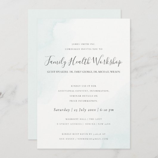 BEACH BLUE WATERVERF BRUSHSTROKE WORKSHOP EVAL KAART (Voorkant / Achterkant)