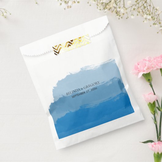 Beach Blue Waterverf Wedding Bedankzakje (Gezegeld)