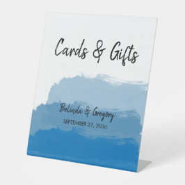 Beach Blue Waterverf Wedding Cards & Gifts Reclamebord Met Voetstuk