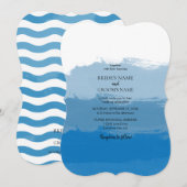 Beach Blue Waterverf Wedding Invitations Kaart (Voorkant / Achterkant)