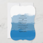Beach Blue Waterverf Wedding Invitations Kaart (Voorkant)