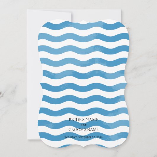 Beach Blue Waterverf Wedding Invitations Kaart (Achterkant)