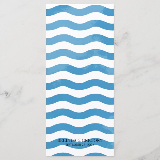 Beach Blue Waterverf Wedding Menu (Achterkant)