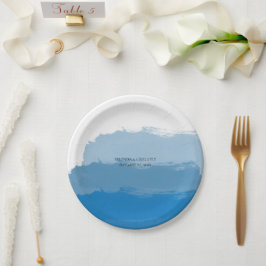 Beach Blue Waterverf Wedding Papieren Bordje
