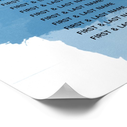 Beach Blue Waterverf Wedding Seating Chart Poster (Hoek)