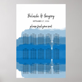 Beach Blue Waterverf Wedding Seating Chart Poster