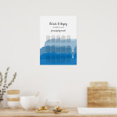 Beach Blue Waterverf Wedding Seating Chart Poster (Keuken)