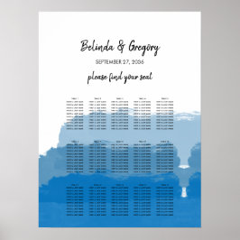 Beach Blue Waterverf Wedding Seating Chart Poster