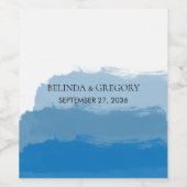 Beach Blue Waterverf Wedding Wijn Etiket (Enkel label)