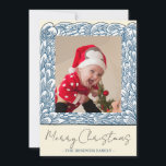 Beach Blue Wave Frame One Photo Christmas Feestdagenkaart<br><div class="desc">A blue Beachy wave photo frame makes these Christmas cards beautiful and intricate. Easily customize to include your picture and message.</div>