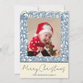 Beach Blue Wave Lijst One Foto van Kerstmis Feestdagenkaart (Voorkant)