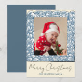 Beach Blue Wave Lijst One Foto van Kerstmis Feestdagenkaart (Voorkant / Achterkant)