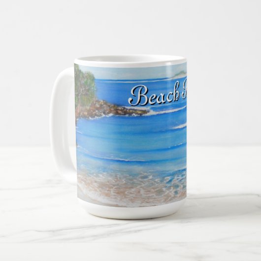 Beach Blue Waves Acrylverfkoffie Mok (Voorkant links)